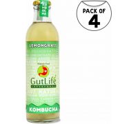 GutLife - Lemongrass Kombucha - Pack of 4 - Healthy Green Tea Fermented Drink - 1000 ml, Pack of 4