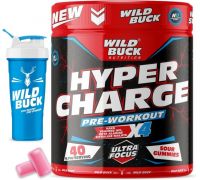 WILD BUCK Hyper Charge Pre-Workout For Massive Pump ,Non-Crash Energy Both For Men & Women Sports Drink - 170 g, Gummies Flavored