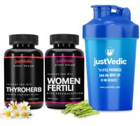 justvedic by Justvedic Fertility Thyro Herb Drink Mix - 1 Month Pack + Shaker - 3 x 20 g