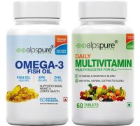 ALPSPURE  - Combo Daily Multivitamin 60 Tablets & Omega 3 Fish Oil 60 Softgel Capsules - 2 x 500 mg