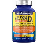 Bionova Ultra D3 Vitamin D3 400 IU capsules:100% RDA as per ICMR standards - 90 No