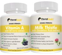 EternalHealth Vitamin A  - Double Strength + Milk Thistle  - Double Strength pack of 2 - Bottles - 180 Capsules