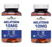 FARM BIONICS Sleeping Aid Pills for Deep Sleep Melatonin 10mg Vitamin B6 Capsules - 2 x 30 Capsules