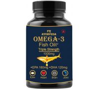 FIJ AYURVEDA Triple Omega 3 Fish Oil Fatty Acid  - 180 mg EPA & 120 mg DHA – 1000mg 60 Softgel - 1000 mg