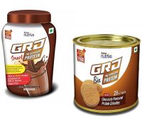 GRD Chocolate Protein powder 200g & Chocolate protein biscuits with Nutrients 250g - 2 x 225 g