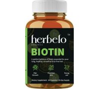 Herbelo Organics Biotin Supplement For Healthy Hair, Skin And Nails - 60 Capsules - 800 mg