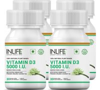 Inlife Plant Based Vegan Vitamin D3 from Lichen, 5000 IU 30 Vegan Capsules  - 4 Pack - 4 x 30 No