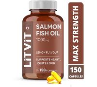 LITVIT Salmon Omega 3 Fish Oil 1000mg Capsules with Omega 3 Softgels - 150 No