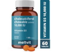 MELTVIT Chewable Cholecalciferol Vitamin D3 10000 IU Supplement - 60 Tablets