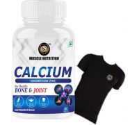 Muscle Nutrition Calcium Magnesium ,For Bone Health & Joint Support - 60 Tablets + Tshirt - 60 Tablets