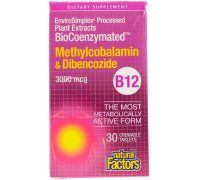 Natural Factors BioCoenzymated, Methylcobalamin & Dibencozide, 3,000 mcg, 30 Chewable Tablets - 30 Tablets