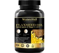 Naturewell Organics Flax Seed Oil Capsules, Omega 3-6-9 fatty acid - 60 Tablets