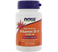 Now Foods Vitamin D-3, 2,000 IU 120 Softgels - 120 No