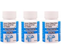 nutradwin Boncal with Calcium Citrate Vitamin D3 & Zinc for Bone & Joint Support  - Pack of 3 - 3 x 20 Tablets