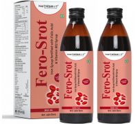 Nutrisrot Fero-srot Iron Syrup Fortified with Folic Acid & VitaminB12 for Anemia - Pack of2 - 2 x 300 ml