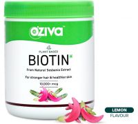 OZiva Plant-Based Biotin 10000+ mcg  - Lemon for Strong Hair & Healthy Skin - 125 g