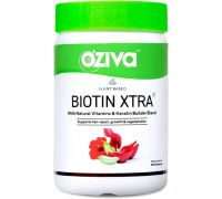 OZiva Plant Based Biotin Xtra with Keratin Builder for Hair Repair & Regeneration - 60 Capsules