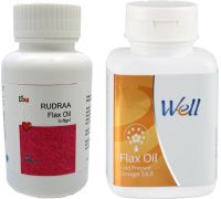 Rudraa Flax Oil 60 Soft gel & Well Flax Oil 90 Softgel Omega fatty Acids for heart health - 2 x 75 Tablets