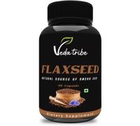 Veda tribe flaxseed oil capsules 500mg for Natural Source of Omega 3, 6, 9- 90 Capsules - 90 No