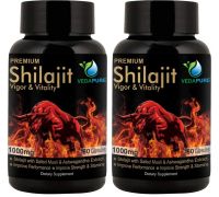 vedapure naturals Shilajit blend with Safed Musli & Ashwagandha for Strength & Stamina - 2 x 500 mg