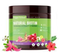 Vegan Greens Natural Plant Biotin 10000+ mcg With Triphala Amla For Stronger Hair 100gClassic - 100 g