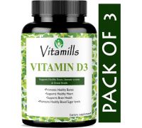 Vitamills Plant Based Vitamin D3 K2 MK7 Supplement Veg - Pro - 3 x 60 Capsules