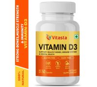 VITASTA Vitamin D3 for Healthy Bones,Immune System,Muscle Strength and Dental Health - 50 Capsules