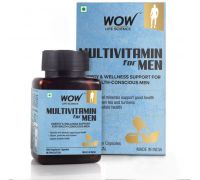 WOW Life Science Multivitamin for Men - with Glycine,Green Tea,Turmeric,Vitamins - 60 Veg Capsules - 60 No